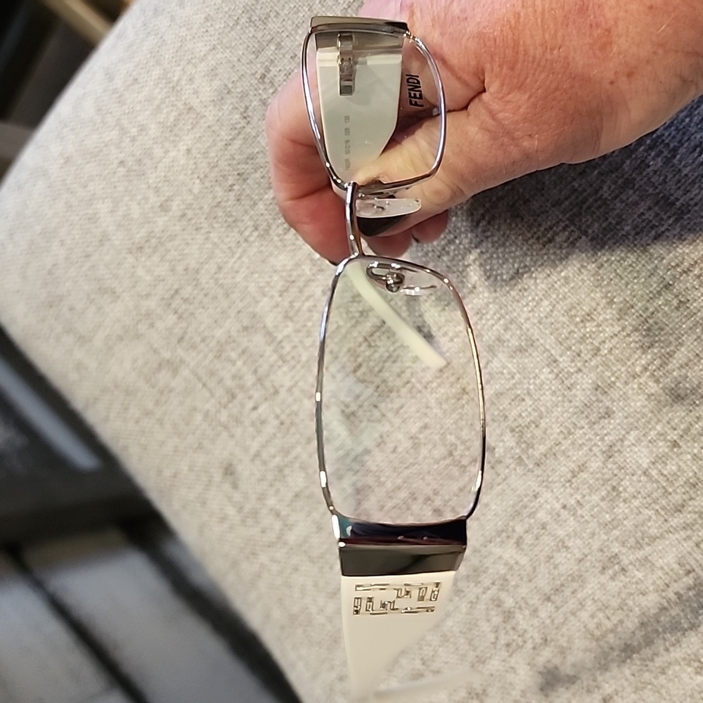 White And Silver New Rectangular Glasses With Bling